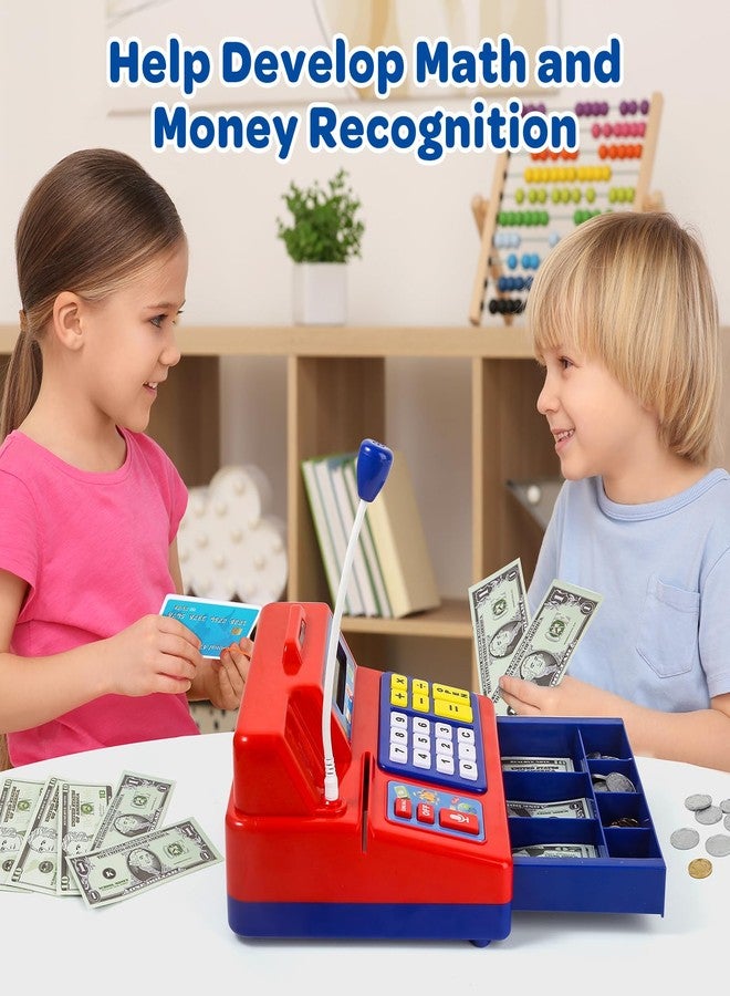 BAODLON Calculator Cash Register - 103 Pcs Toy Cash Register, Microphone, Credit Card and Banking for Kids, Early Math Skills Toys Gifts for 3, 4, 5, 6 7 8+ Years Old Boys Girls - Image 5